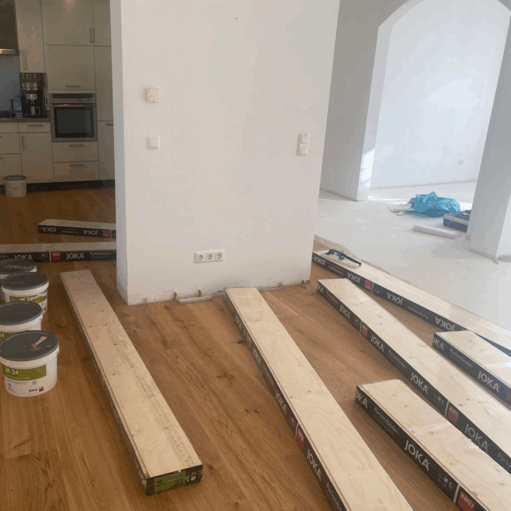 Verlegung von Parkettdielen